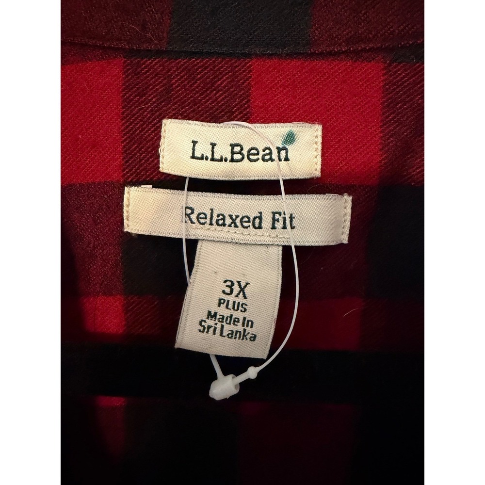 L.L. Bean Flannel Shirt Women 3X‎ Red Black Buffalo Plaid Relaxed Fit Lumberjack - Picture 10 of 13